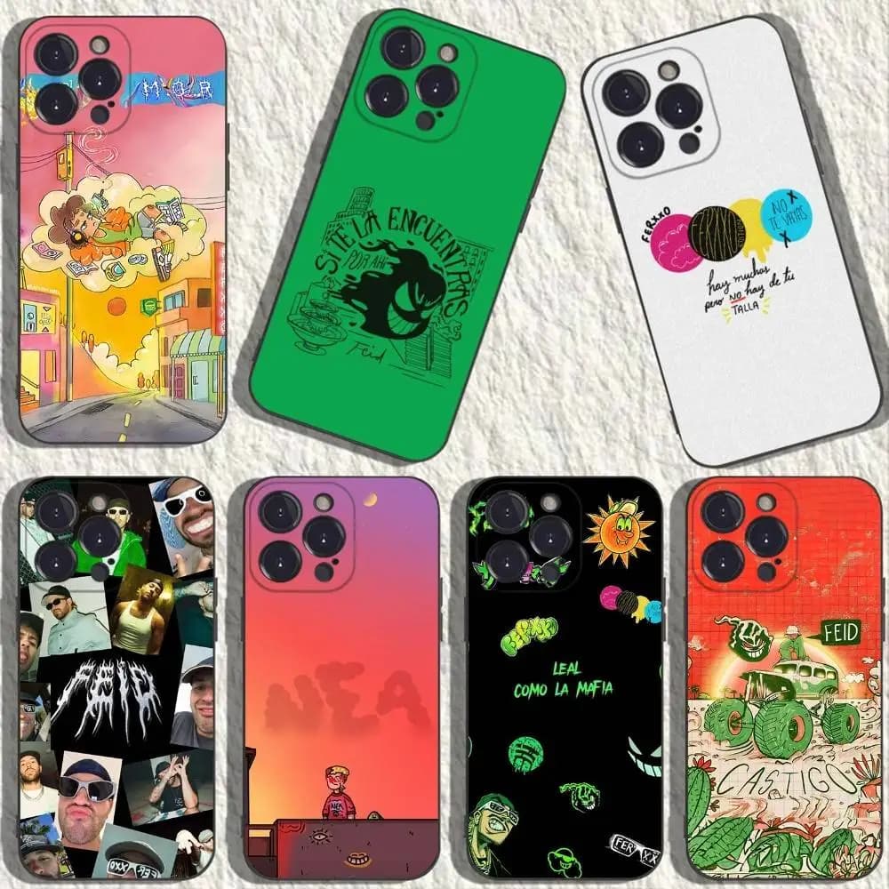 Custodia per telefono Feid Ferxxo SIXDO MOR per iPhone 17,16,15,14,13,12,11,Plus,Pro Max, XS,X,XR,SE,Mini,8,7, Cover morbida in silicone nero