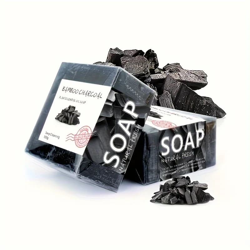 100 g hand-made bamboo charcoal moisturizing soap with essential oils: rich foam, deep cleansing and moisturizing