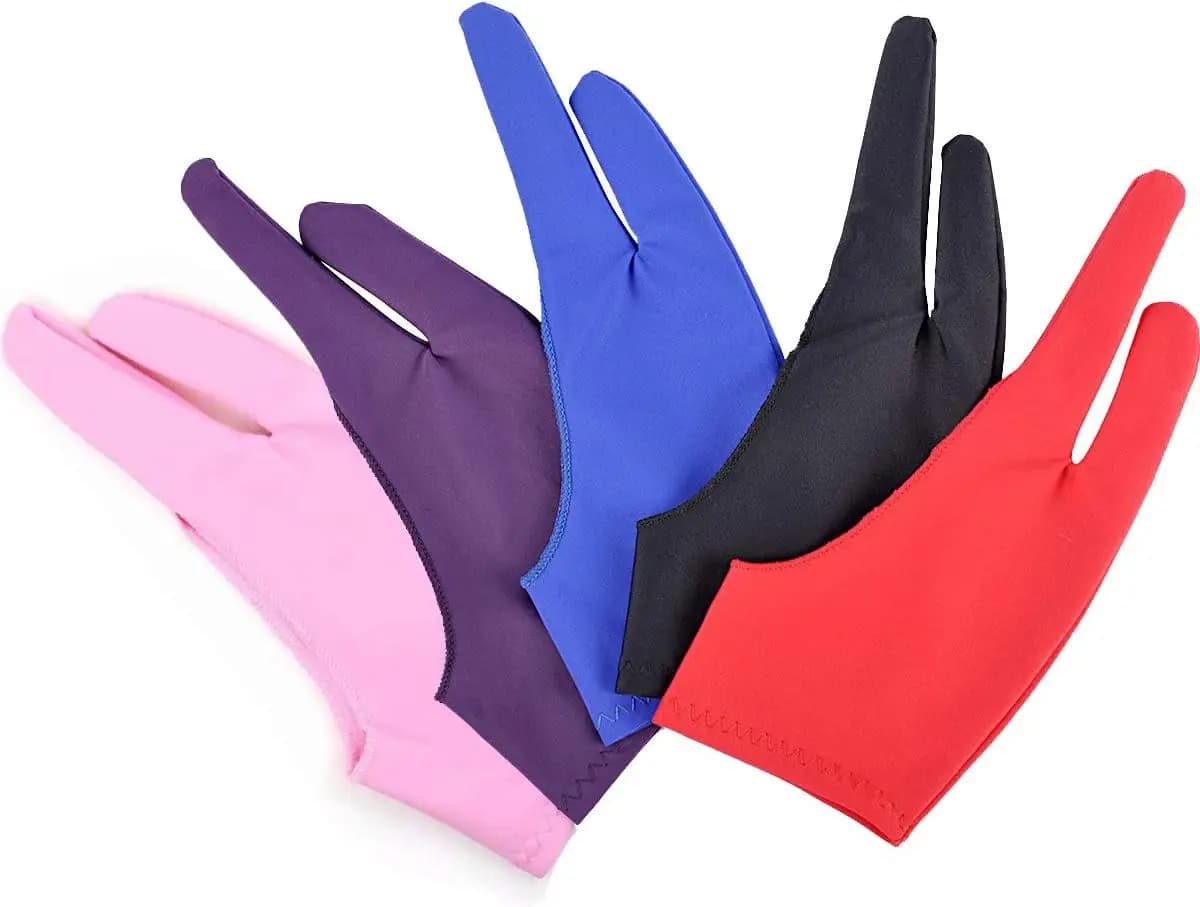 5 Pcs Artist Glove for Drawing Tablet, Two-Finger Digital Drawing Gloves for Graphics Pen Tablet Monitor, Smooth Sliding for