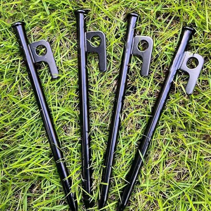 4Pcs Heavy Duty Steel Tent Pegs - Rust-Resistant Camping Stakes for Canopy, Awning & Outdoor Tents