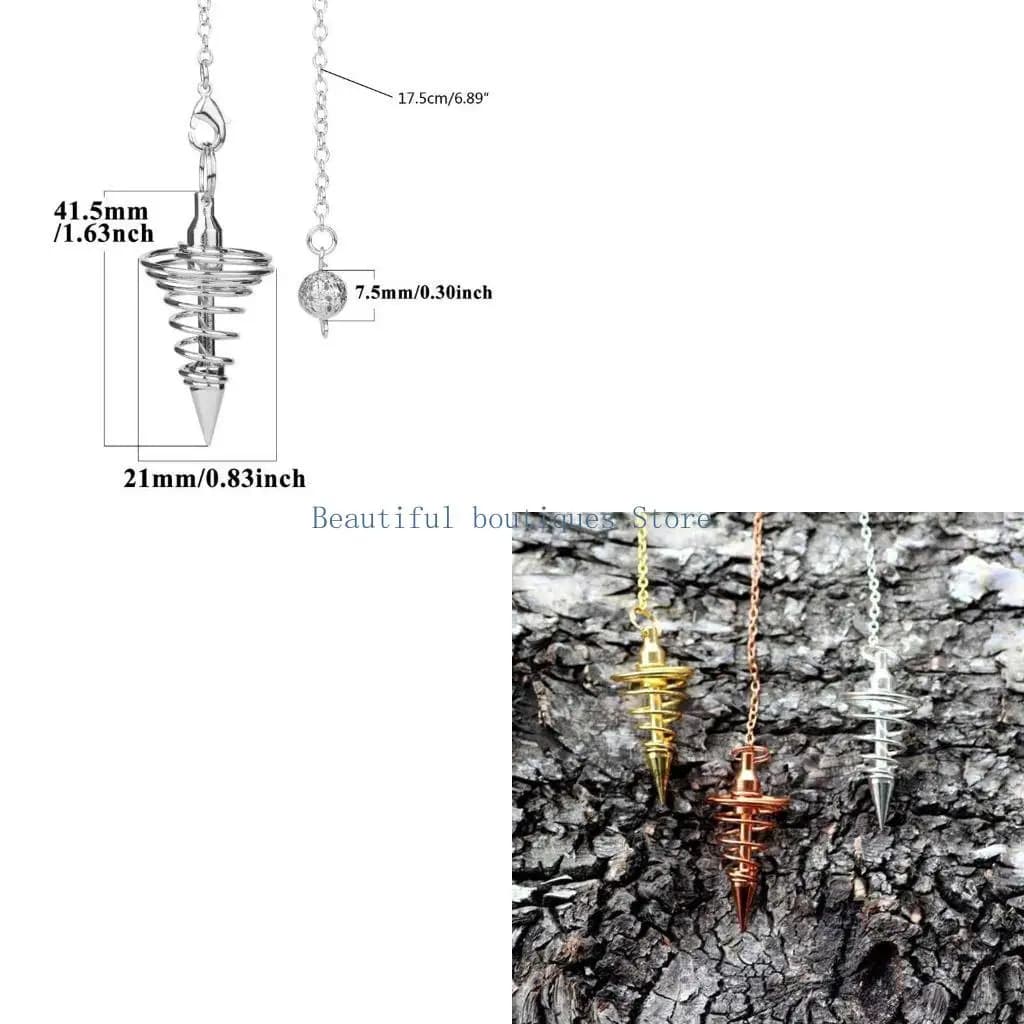 U4LF Reiki Healing Metal Tadowsing Pendulum Chain Coil Coil Point Pendant Jewelry