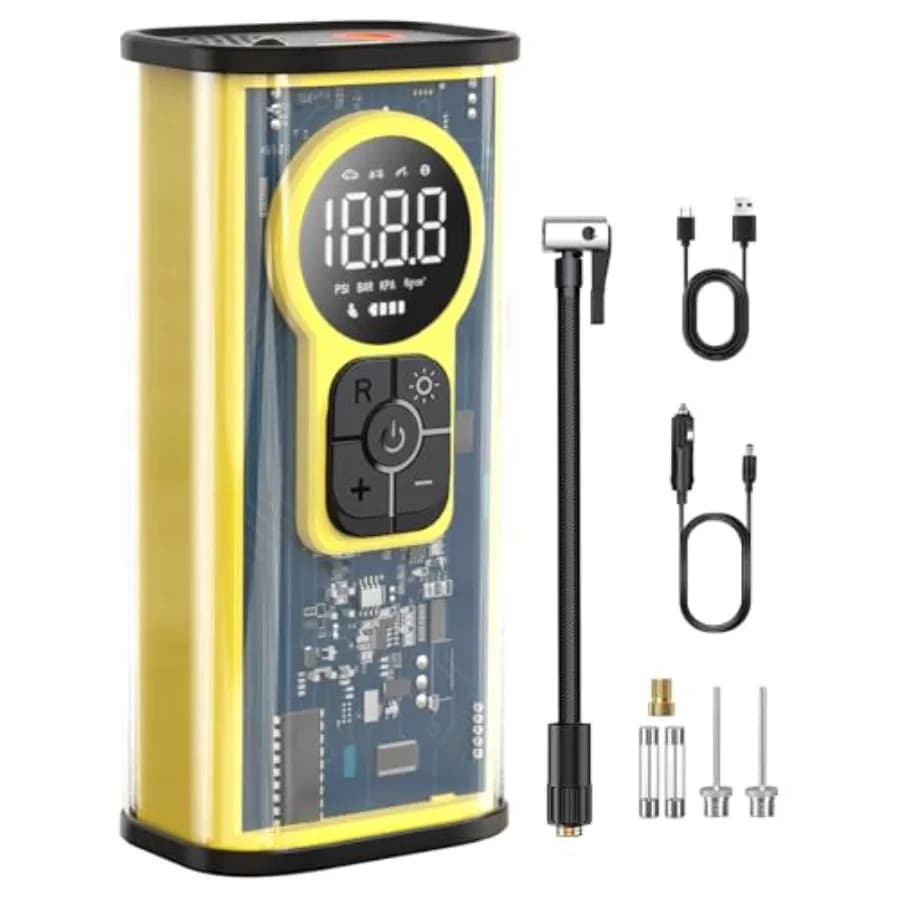 Pompa Elettrica Portatile per Pneumatici di Biciclette, E-Bike, Moto, Auto e Palloni Sportivi