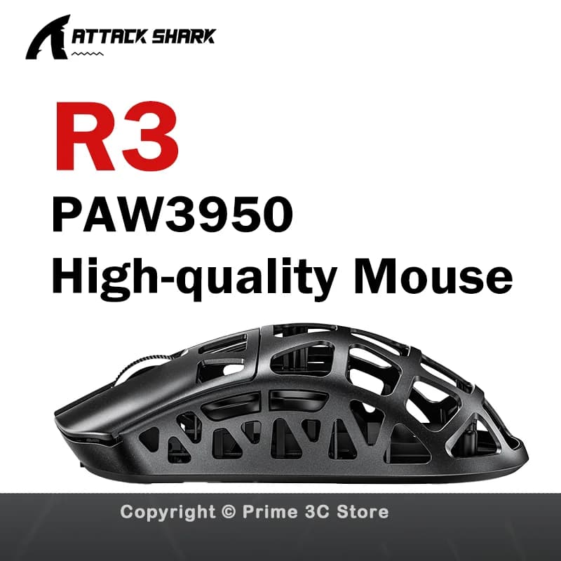 ATTACK SHARK R3 Ultra-Lightweight Magnesium Alloy Wireless Gaming Mouse PAW3395 26000DPI 8K Hz Tri-Mode Bluetooth 2.4G Wired