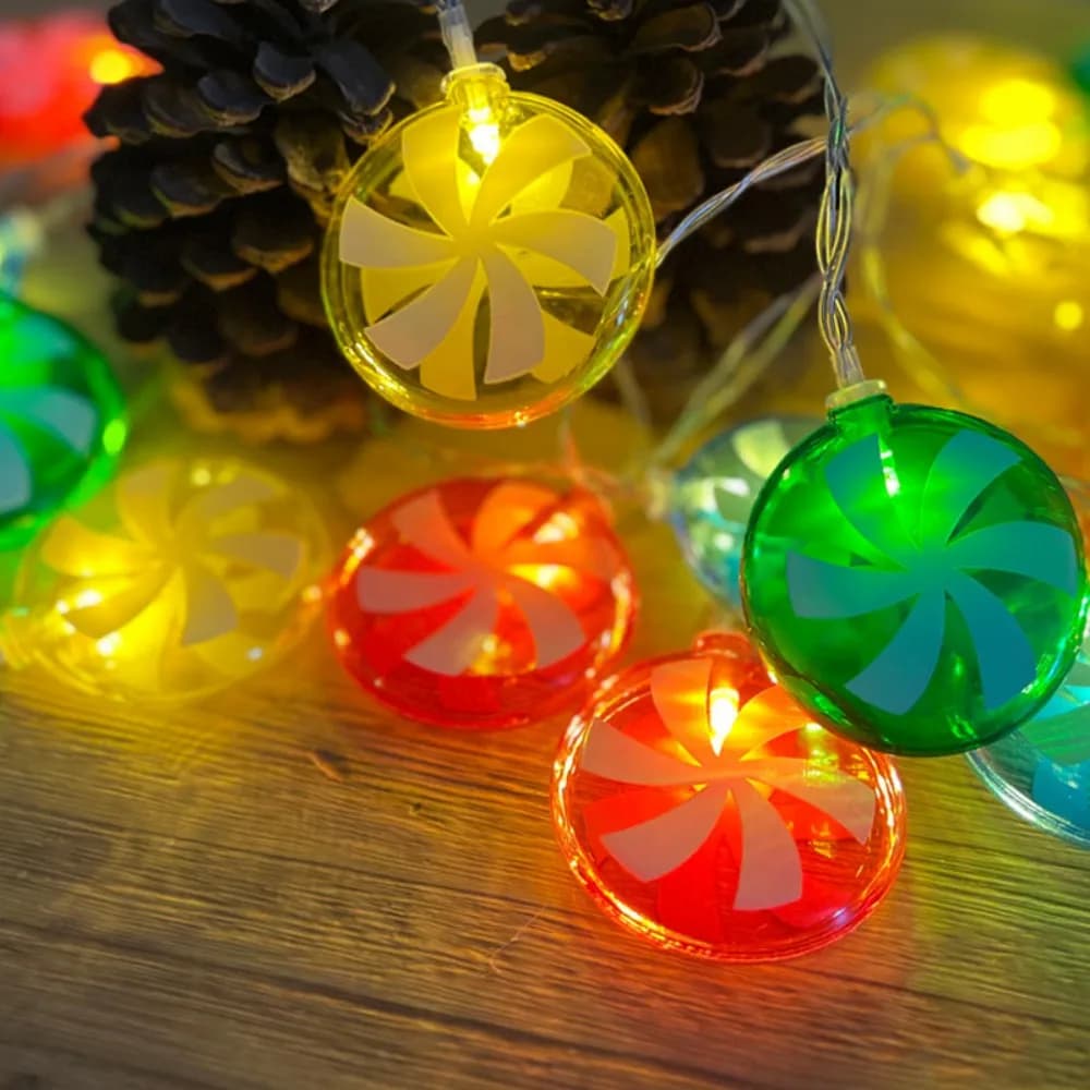 1.5M/3M Battery Operated Windmill Candy Lights,LED Fairy String Lamp,Warm White Indoor Home Christmas Party Window Balcony Decor