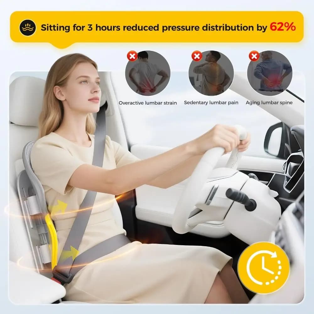 Cuscino in vita per seggiolino auto in rete Cuscino lombare per schienale auto regolabile traspirante Supporto multifaccia ergonomico