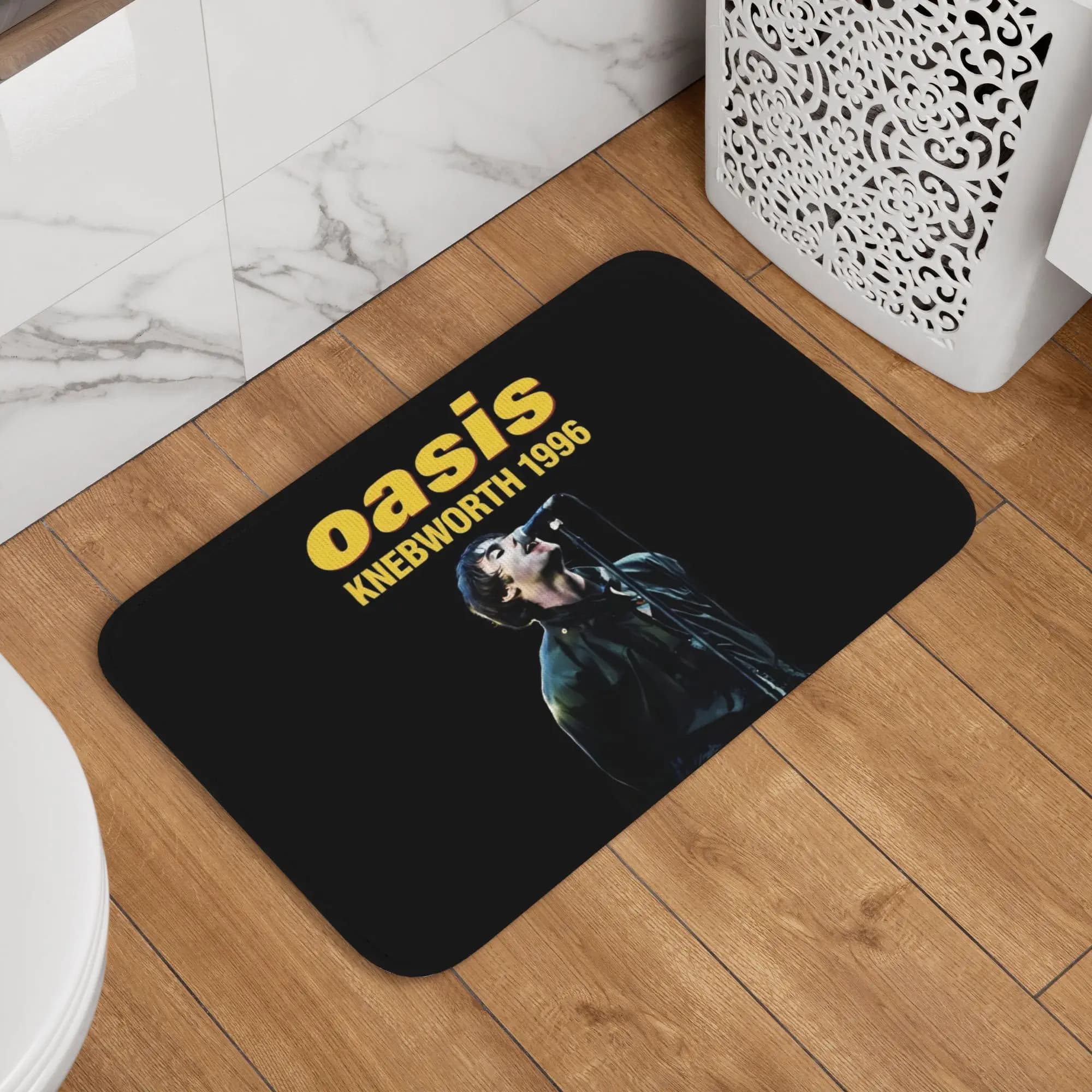 Tappeto personalizzato British Music Definitely Maybe O-Oasis per ingresso, cucina, bagno, camera da letto