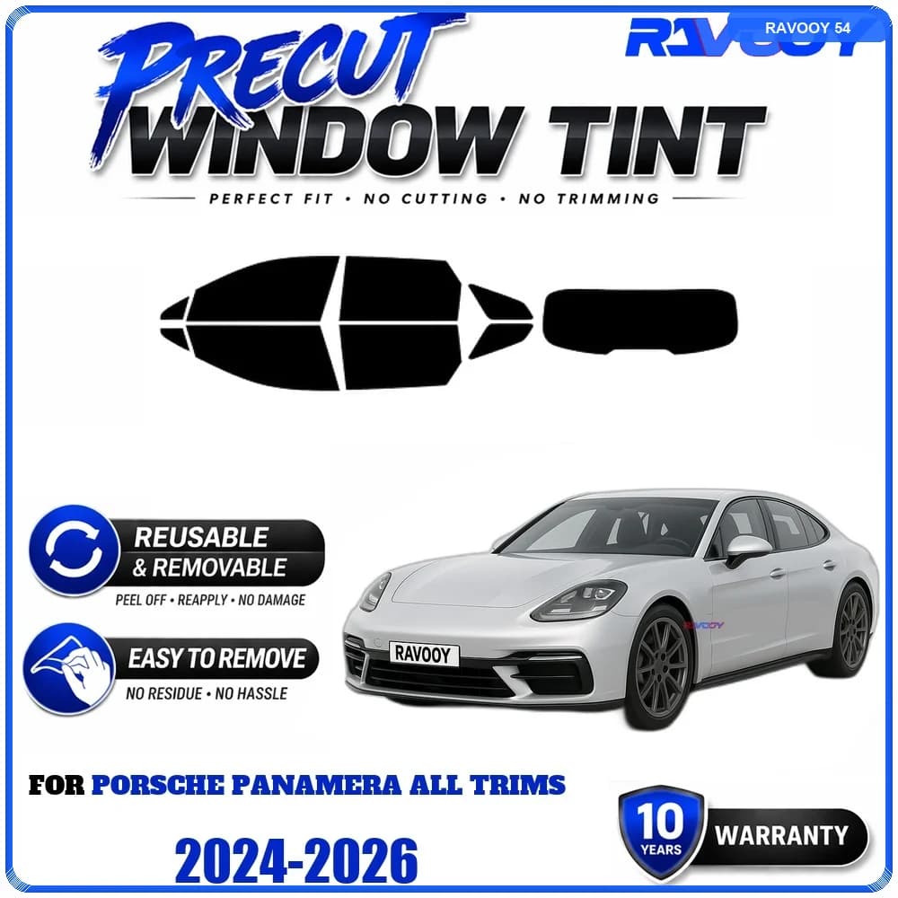 RAVOOY Precut Window Tint, Reusable Removable EPU Film, Custom Fit for Porsche Panamera ALL TRIMS 2024-2026, UV Heat Protection
