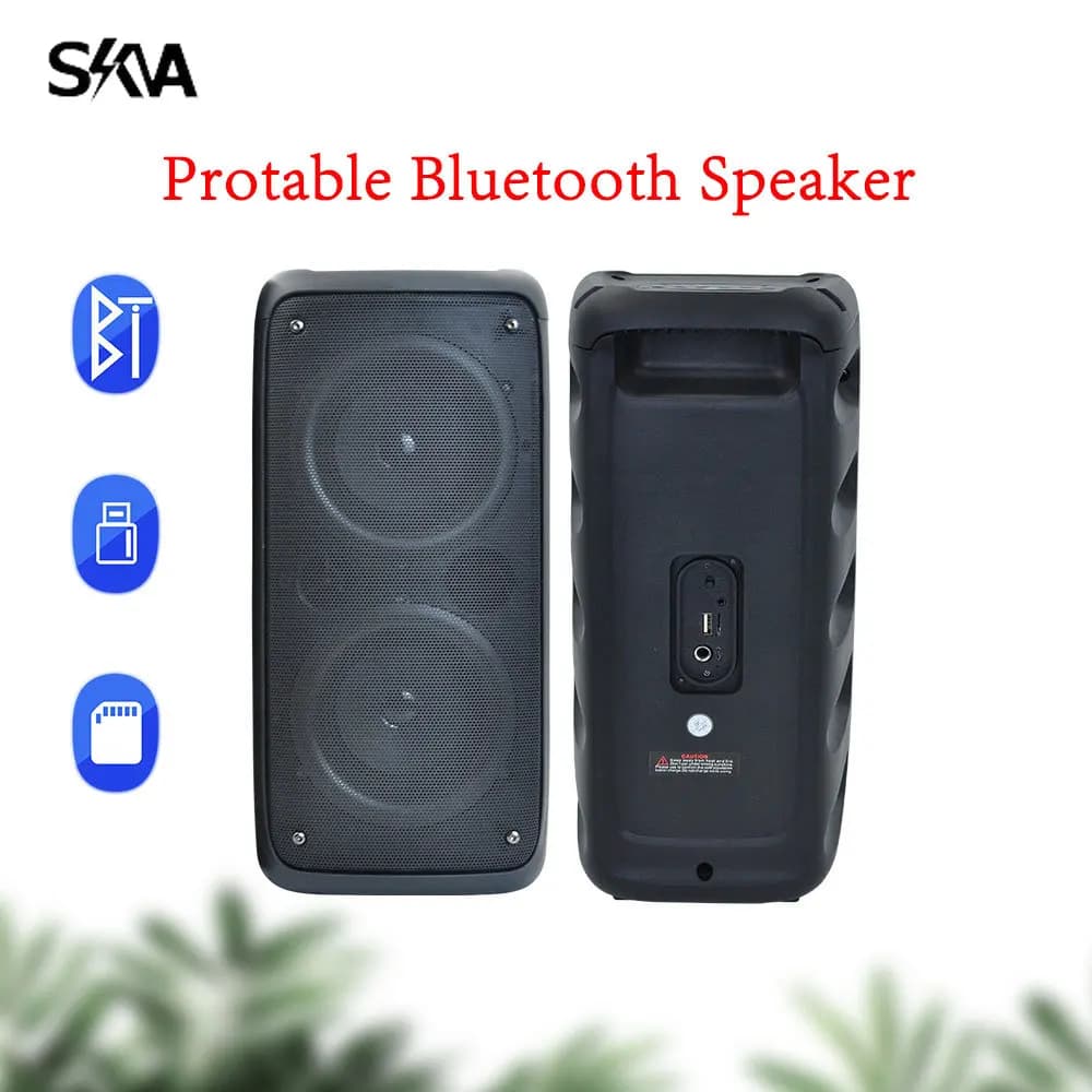 Doppio altoparlante da festa da 4 '' Altoparlante Wirless portatile da esterno con dente blu Colonna musicale Supporto MIC Radio FM Scheda TF USB Luce a LED