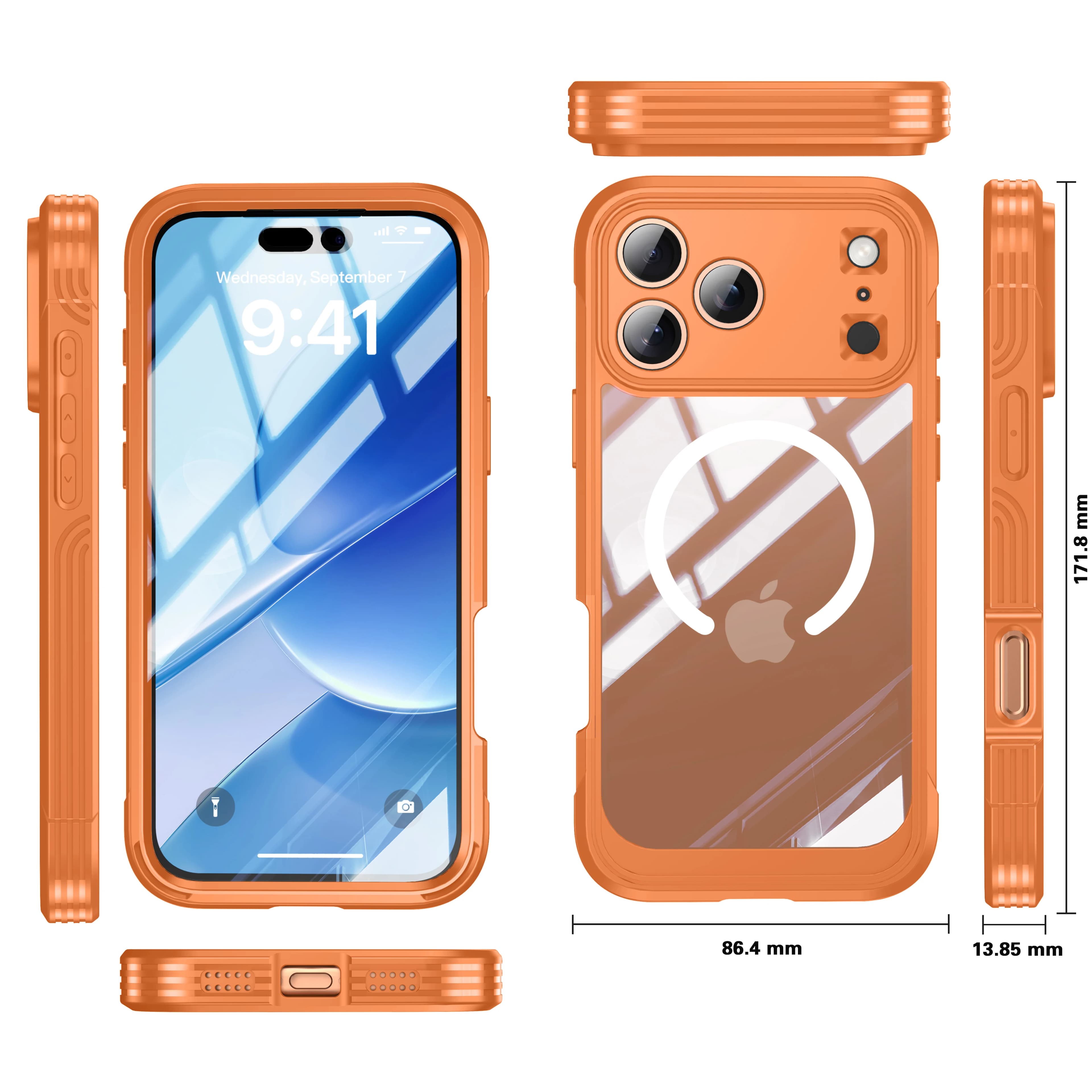 Custodia per telefono trasparente antiurto magnetica nuovissima a colori per iPhone 16 17 Pro Max Proteggi lo schermo Ricarica wireless per Magsafe