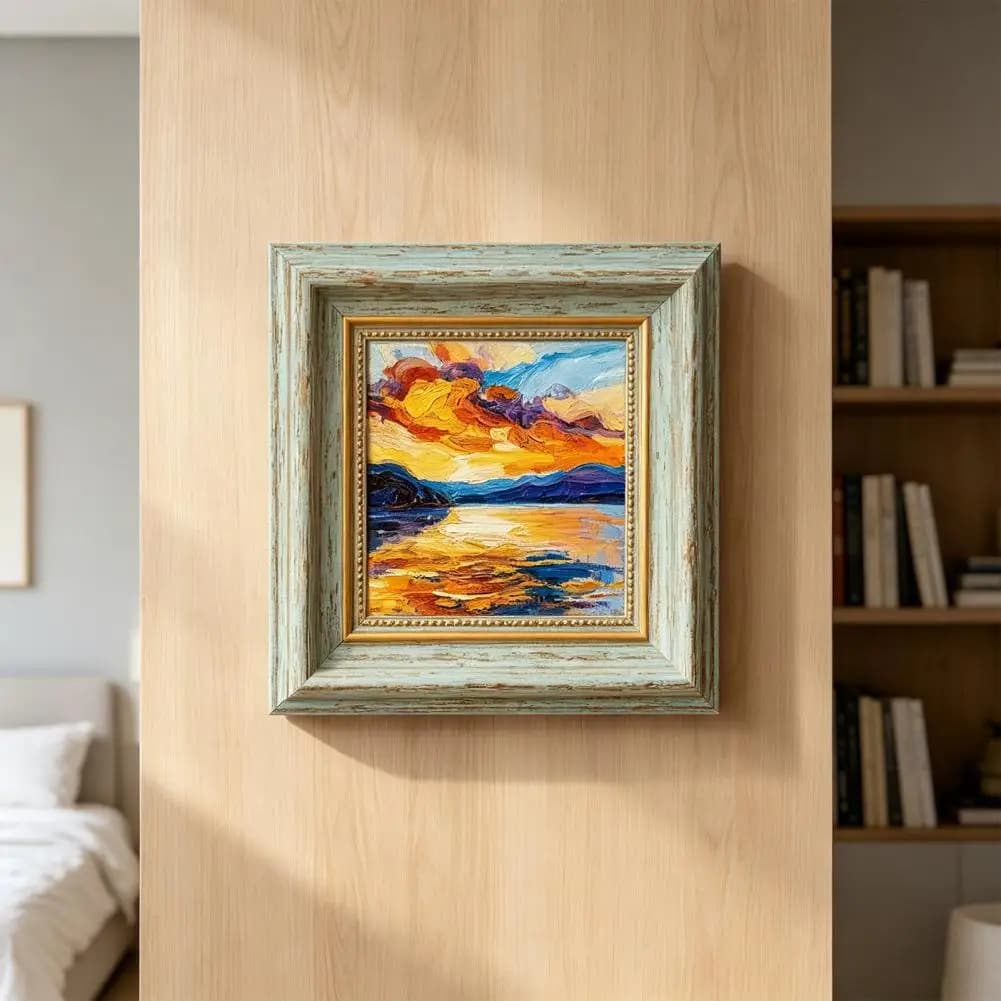 Unassembled Picture Frame Square Photo Frame Minimalist Art Display Frame Desktop Wall Mount Picture for Home Decor Oil