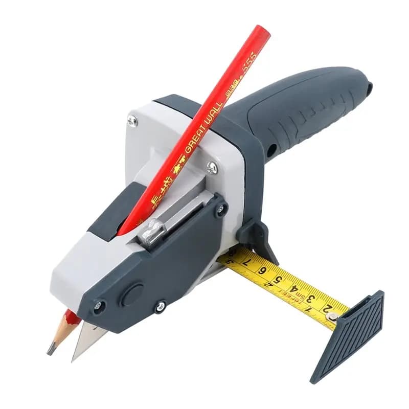 AB47-Gypsum Board Cutter Tool Kit With Tape Measure, Pencil, And 5 Extra Blades - Professional Drywall Cutting Equipment