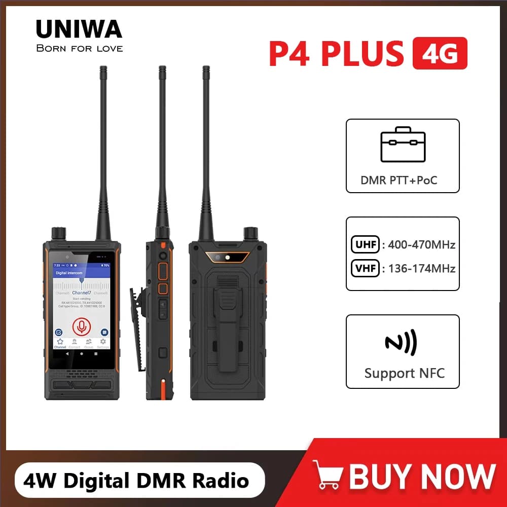 UNIWA P4 Plus IP68 Impermeabile VHF DMR PTT PoC Dual Mode Android Robusto Smart Phone con Walkie Talkie 4GB + 64GB Smartphone