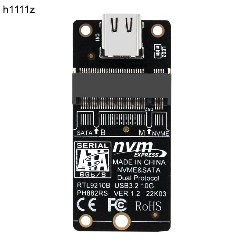 Adattatore da M2 a USB 3.1 TIPO C PCIE NVME SSD M.2 SATA SSD a USB C Riser Board 10Gbps Doppio protocollo RTL9210B per chiave M/B+M 2230 M2