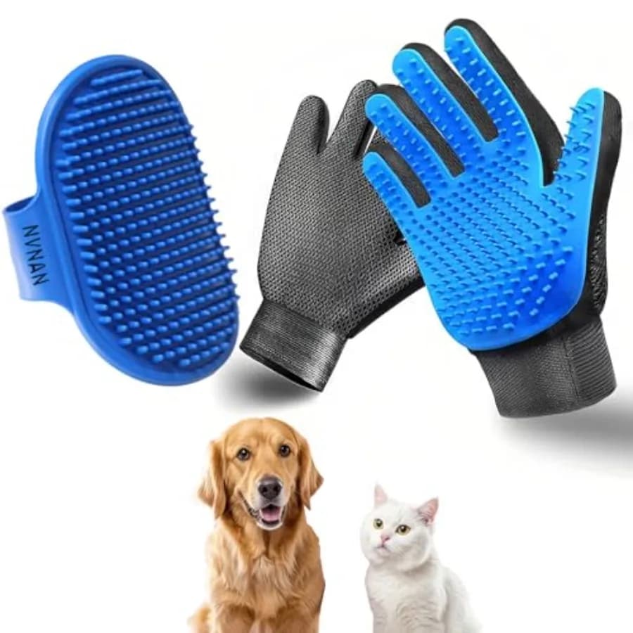 Cat and Dog Grooming Gloves - Dog Shampoo Brush and Deshedding Brush for Shedding, Gentle Pet Hair Remover and Massage Gloves f