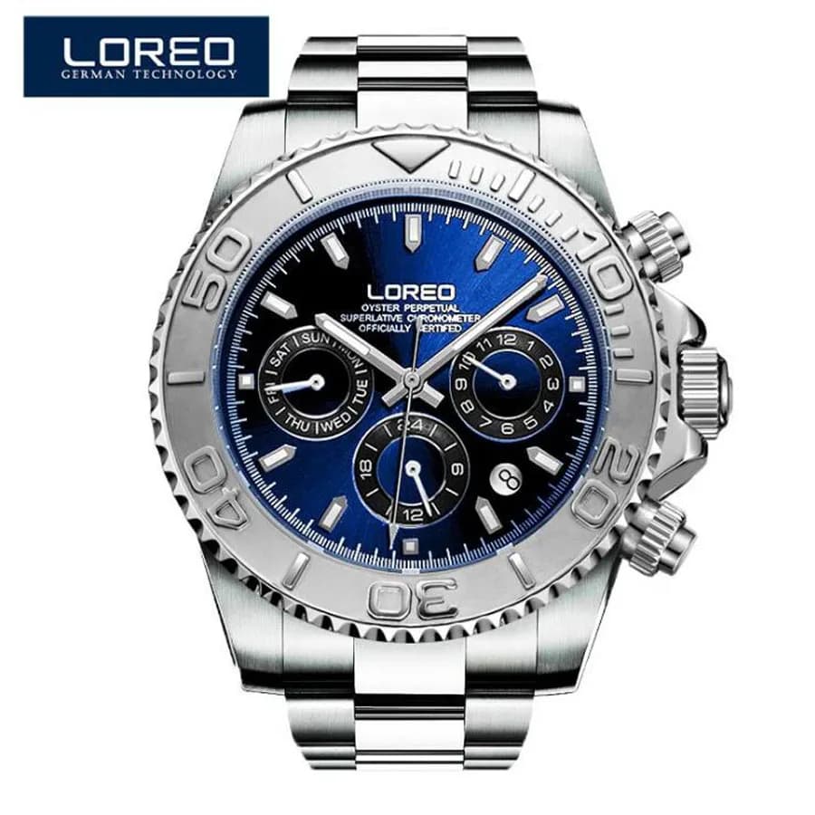 Waterproof 200m LOREO Top Brand Men's Watch Stainless Steel With Date Luminous Watches Automatic mechanical watch from luxury sub sportsman