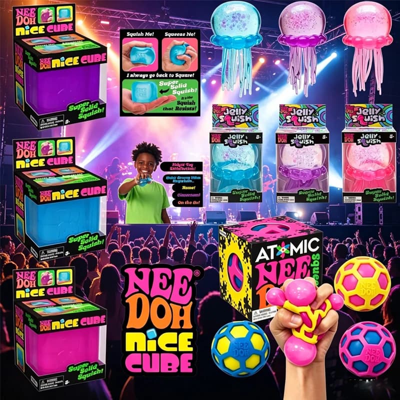 New NeeDoh Squishy Schylling Atomic Stress/// Relief Ball Squishies Blind Box Stress Relief Toy ///Sensory Fidget Toy Party Gift