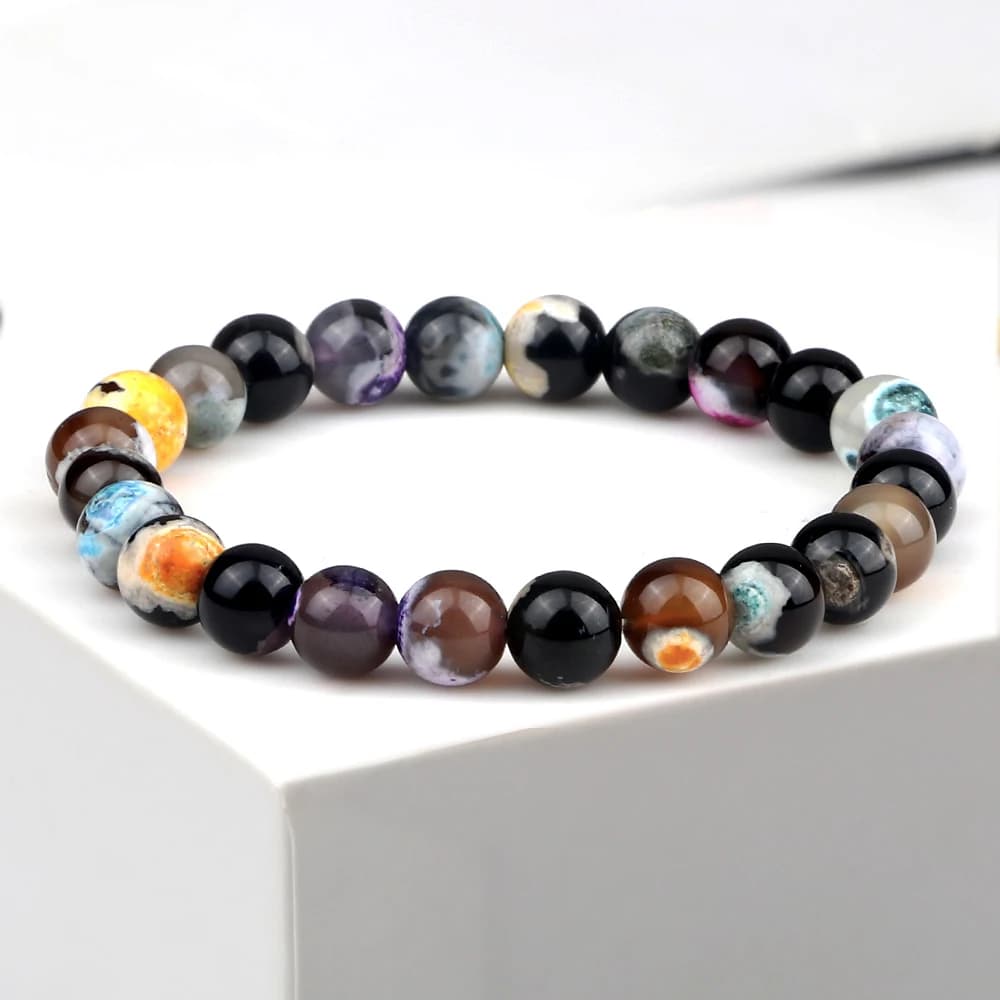 Bracciale colorato con perline di agata di fuoco Braccialetti elastici in pietra naturale Donna Uomo Bracciale da yoga Gioielli fatti a mano per gli amanti della moda
