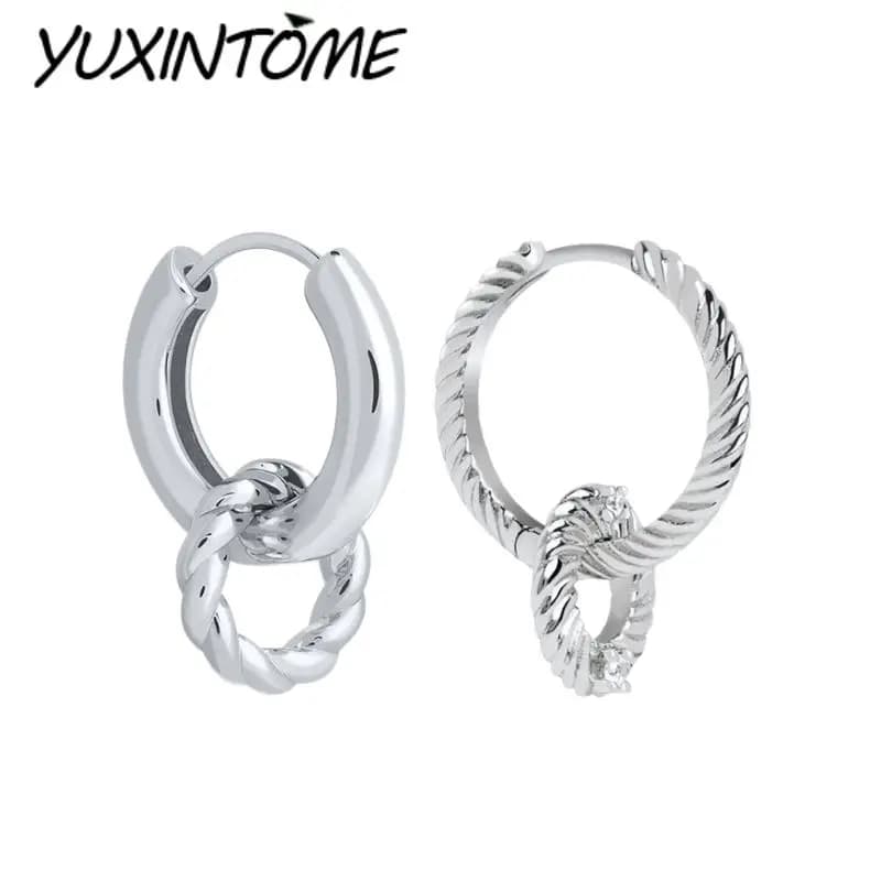 Orecchini Pendenti Geometrici Personalizzati in Argento Sterling 925, Design Trendy per Donna, Gioielli da Festa