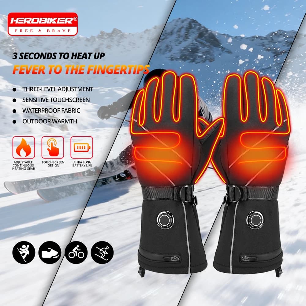 Guanti riscaldati elettrici Guanti da sci invernali Touch Screen Guanti da moto da esterno Guanti da snowboard ricaricabili USB impermeabili