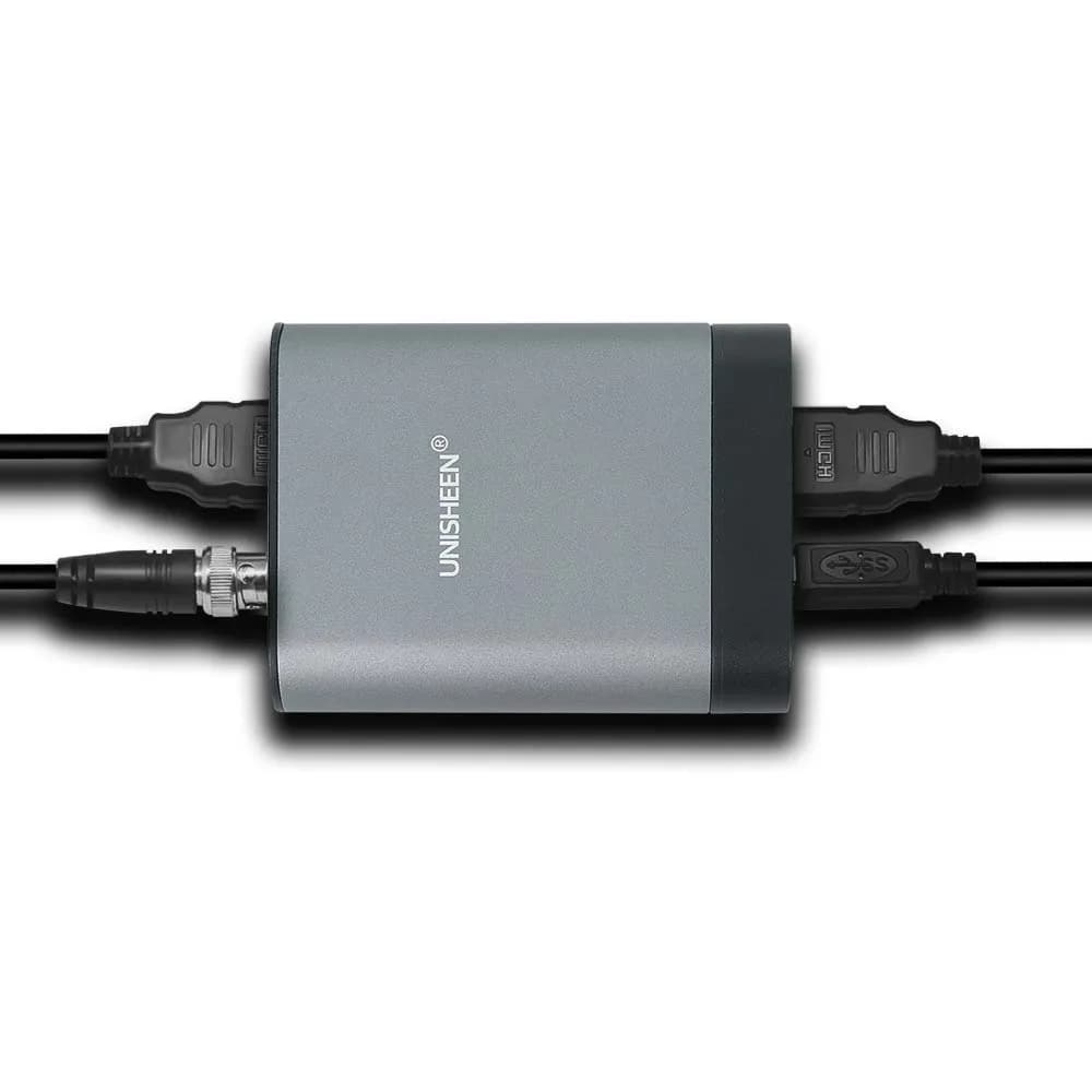 UNISHEEN 4K30 Scheda di acquisizione video portatile USB 60FPS SDI HDMI, adattatore dongle, driver gratuito per Win11, Linux, Mac