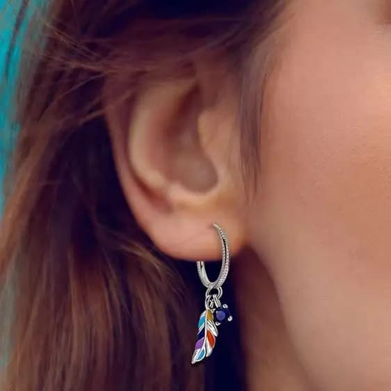 Orecchino in argento 925 per donna, orecchino con pendente a forma di piuma, regalo di gioielli originali