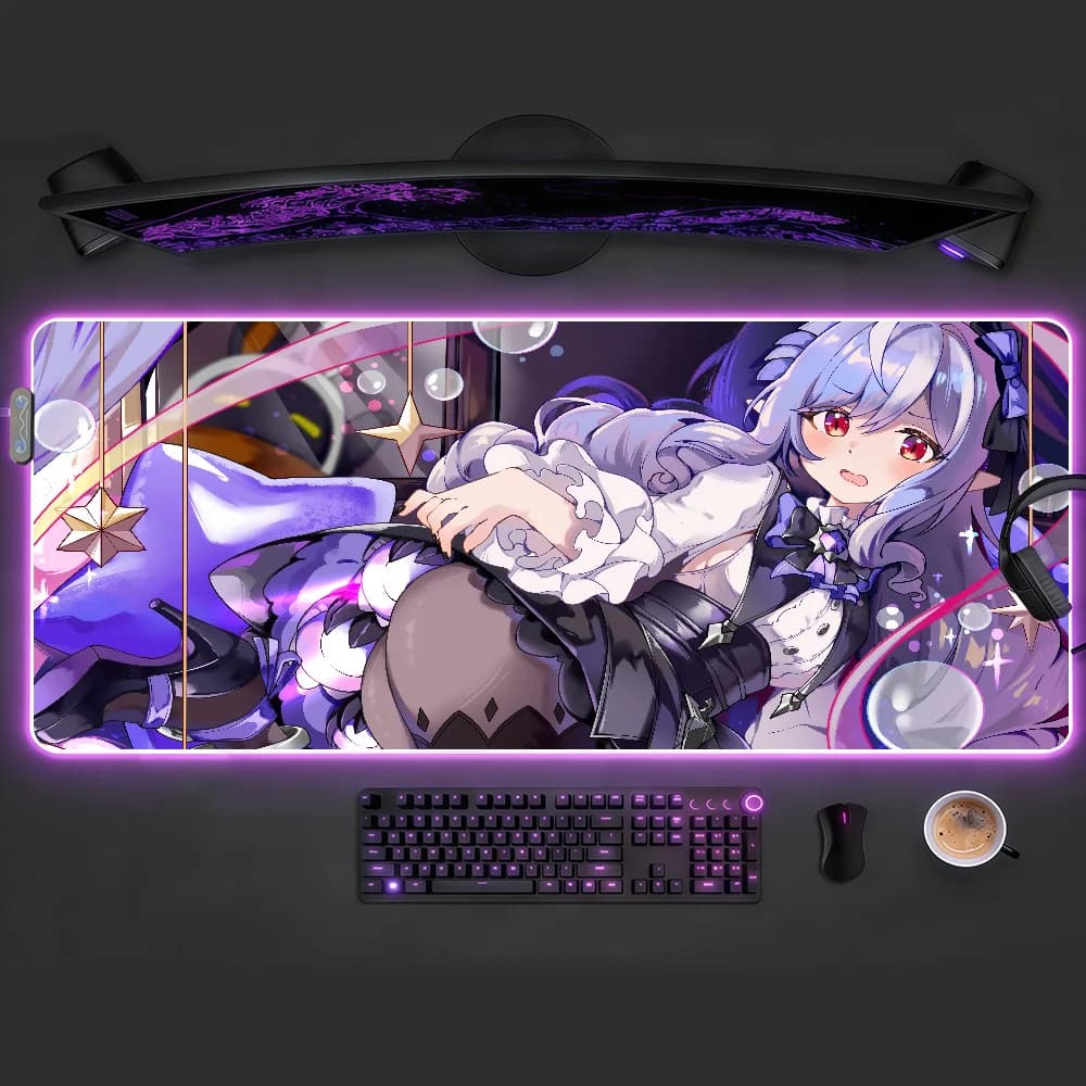 Tappetino per Mouse Vivian Zenless Zone Zero RGB LED Antiscivolo, Tappetino da Scrivania in Gomma, Accessori per Gaming, Grande XXL, Tappeto per Tastiera da Ufficio e Computer