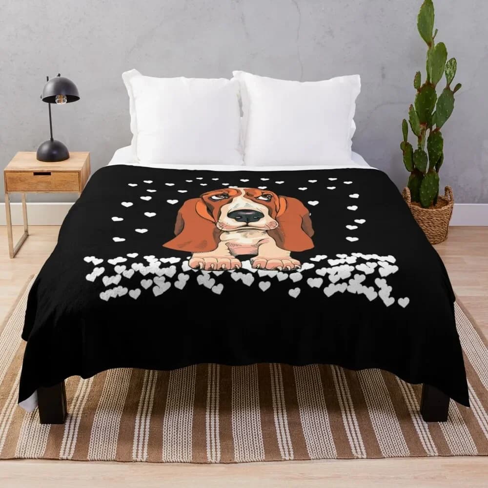 Coperta da tiro in flanella per cani Coperta con motivo hound Simpatici animali Coperta morbida e calda leggera per divano letto Divano da viaggio King Size