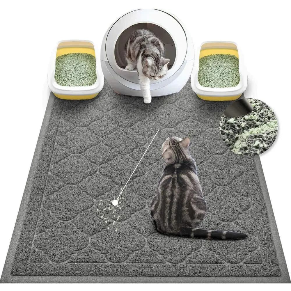 Cat Litter Box Mat, Premium PVC Pad, Durable Trapping Rug, Phthalate Free, Urine-Resistant, Scatter Control, XXL 47 x 36 Inch, G