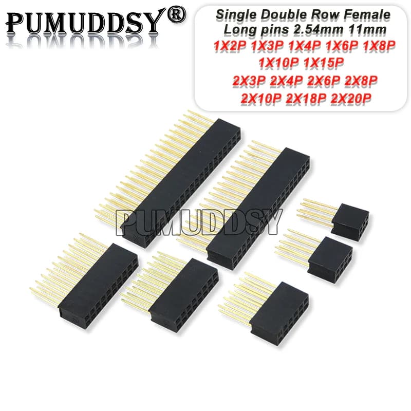 2.54mm single double row female 11mm long pins PCB Board Pin Header Socket connector 2~20Pin for Arduino for Raspberry Pi 10 pcs