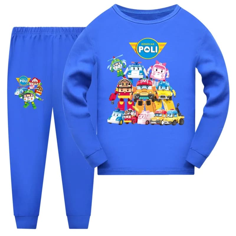 AIAI 2025RobocarPoli Pigiama Set Abbigliamento per bambini Ragazze Tuta Ragazzi adolescenti T-shirt a maniche lunghe + Pantaloni Completo da notte o Homew