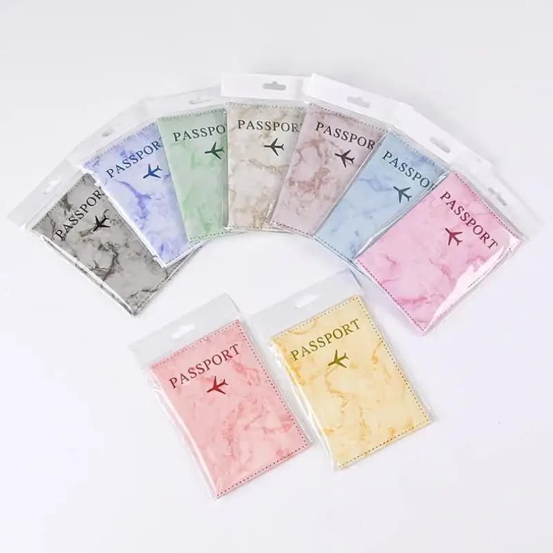 Ultra-thin Document Holder Macaron Color Marble Pattern Passport Covers Travel Passport Holder ID Card Covers Accessories
