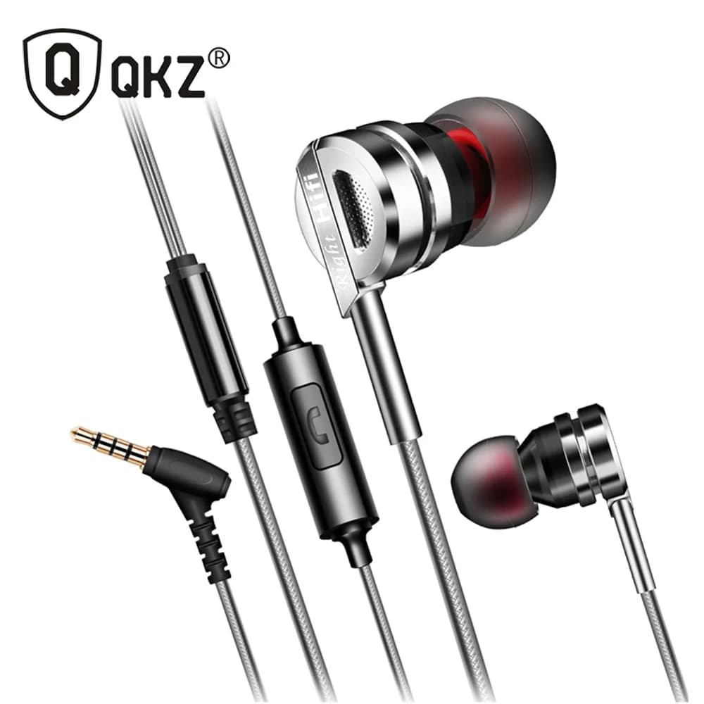 QKZ DM9 Portable Wired In Ear Earphones Metal Hifi Heavy Bass Stereo Sound With Microphone For Smart Phone Music Gaming