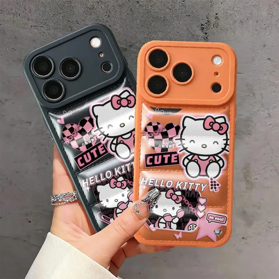 Sanrio Hello Kitty Case For iPhone 17 16 Pro Max 15 Plus 11 16e 13 Air 14 12 Down Jacket Phone Cover