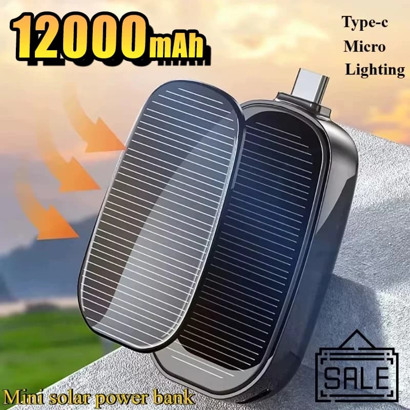 Mini power bank solare di emergenza, portachiavi, caricabatterie portatile, piccola batteria esterna per campeggio all'aperto, per iPhone e Xiaomi