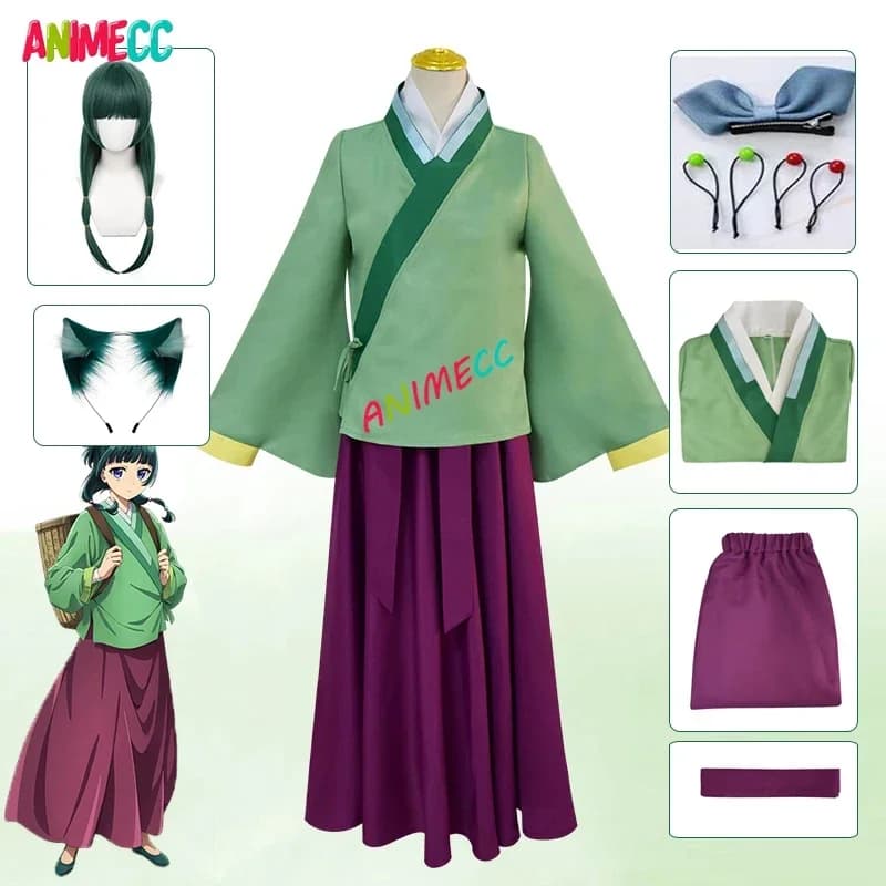 ANIMECC in Magazzino Maomao Hanfu Costume Cosplay Wig Back Anime The Aporthecary Diaries Cos Halloween Party Dresses for Women
