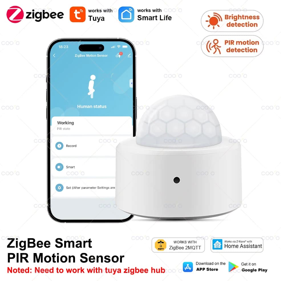 Tuya 2 in 1 Zigbee Mini rilevatore di movimento PIR + luce Lux luminosa sensore di allarme antifurto di sicurezza a infrarossi passivi app telecomando