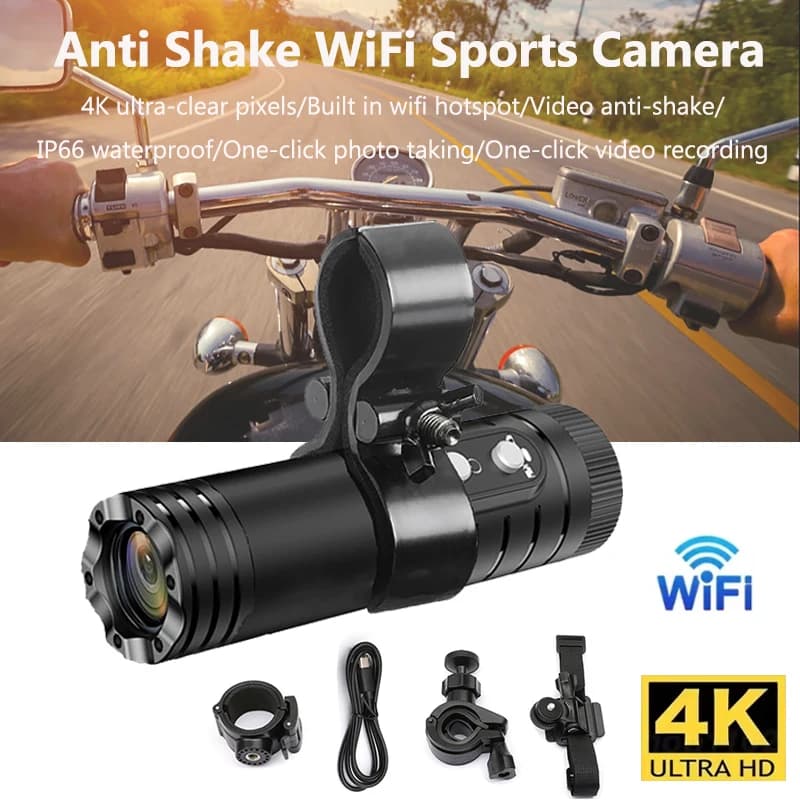 Portable Camera 4K Full HD Wifi Waterproof and anti-vibration Sports Camera Bike Helmet Bike Helmet Flashlight for Camera