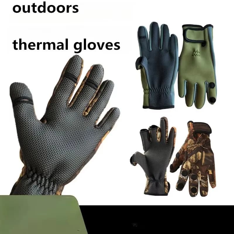 Outdoor cycling, mountaineering, motorcycling sports, winter heat, dew, three-tip anti-slip fishing, windproof gloves