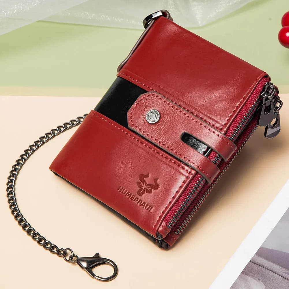 Portafoglio da uomo in vera pelle KAVIS RFID Porta carte di lusso originale di grande valore con borsa con cerniera antifurto multifunzione
