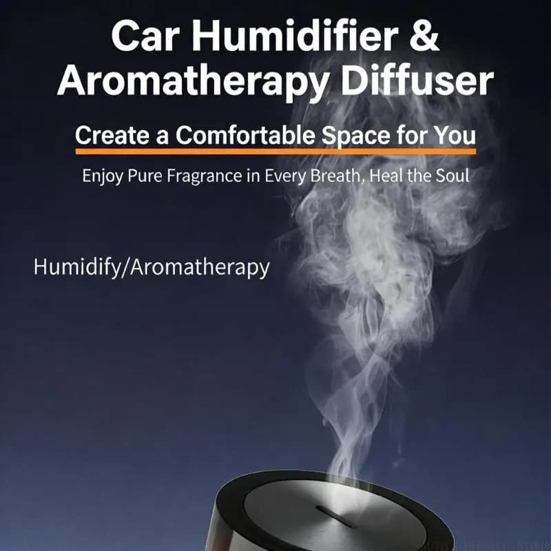 J0MA Flexible USB Car Humidifier With Oil Dispenser Adjustable Steam Levels For Home And Vehicle Use