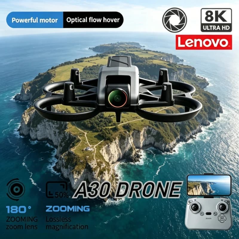 Lenovo A30 PRO Racing Drone Full Surround Protective Guardrail 4K HD Camera Foldable RC Quadcopter Aerial Photography