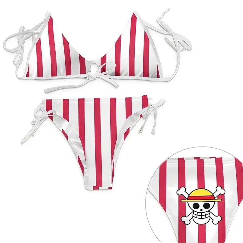 kmn2 Anime Cartoon Printing Swimsuit Bikini Nami Cosplay Costume Women Sexy Summer Swimwear Outfits Halloween Party Suit p;