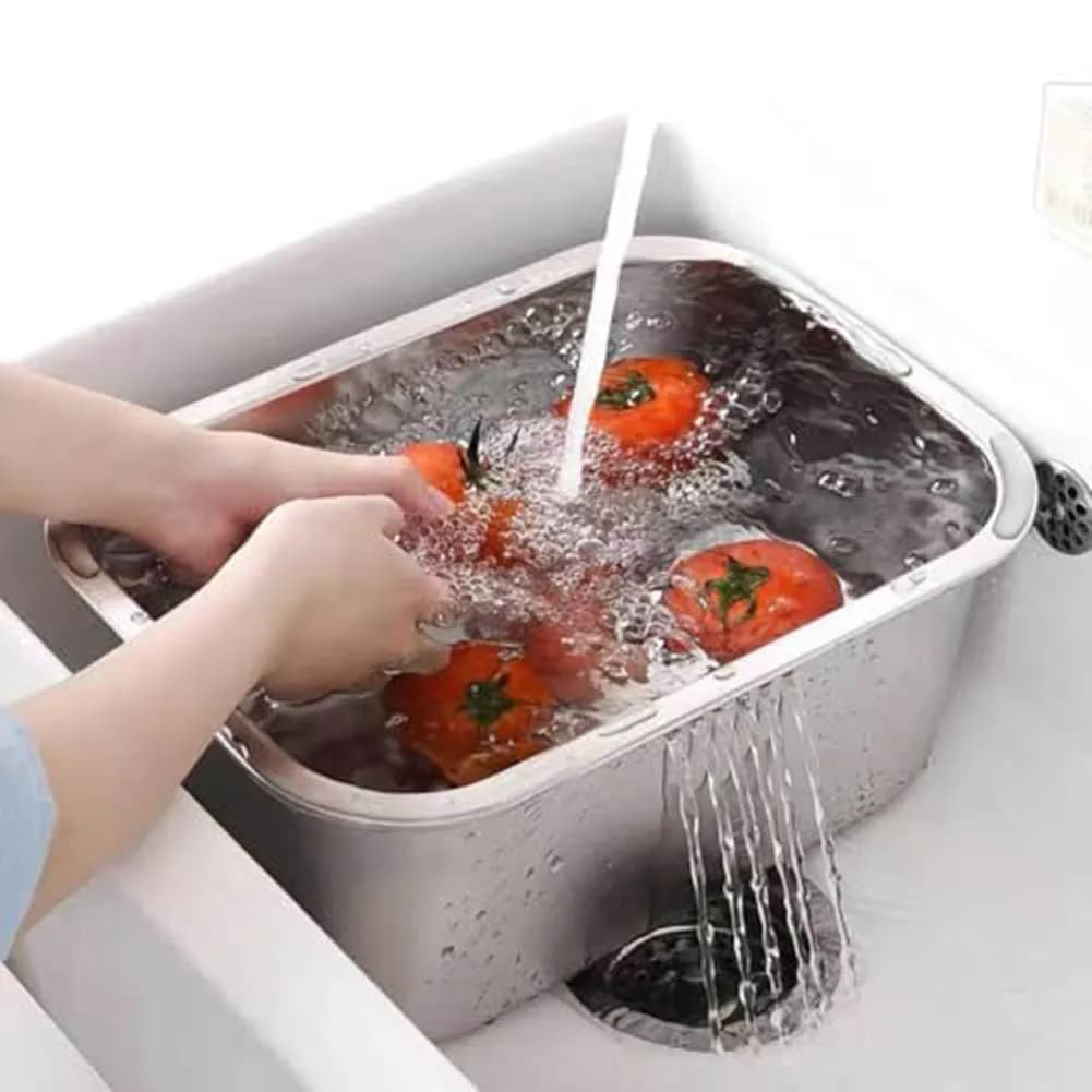 Ciotola Multiuso 35x26x15cm 10 Litri in Acciaio Inox per Cucina, Cottura e Campeggio