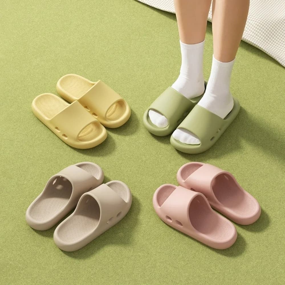 Ciabatte da donna antiscivolo con fondo piatto, suola spessa, traspiranti, sandali semplici in EVA, scarpe scavate in EVA per primavera estate