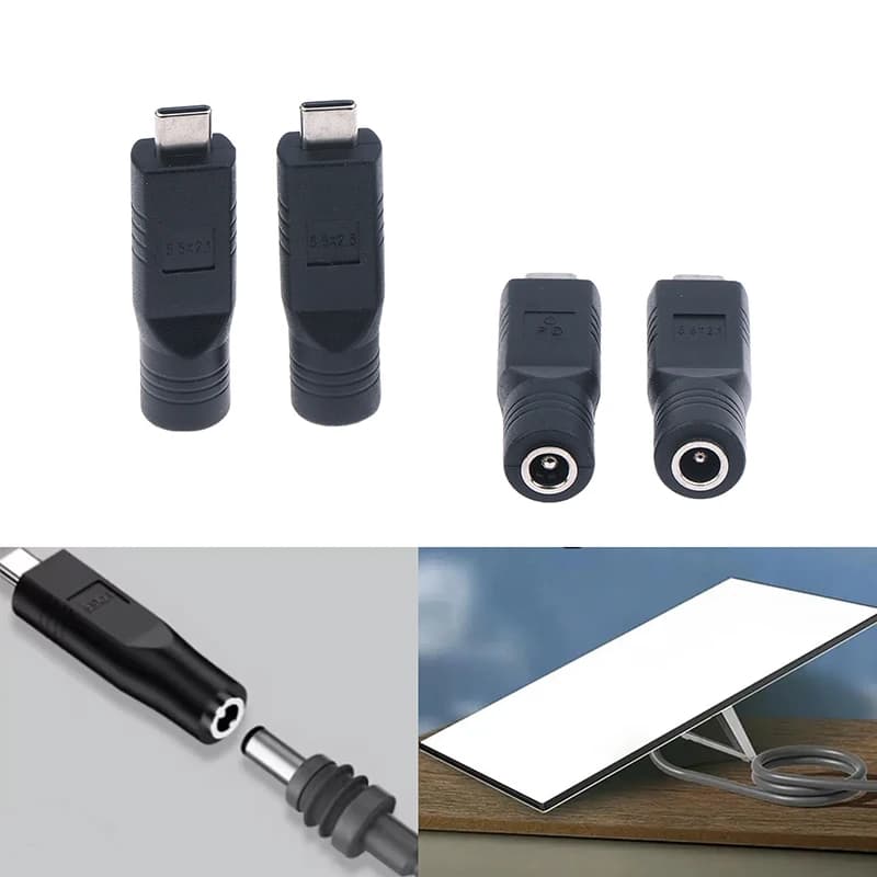 1/2Pcs New USB C To DC 5521 5.5x2.1mm 5525 5.5*2.5 Female Adapter For Mini DC Power Cable Connector Charge Jack Power Adapter