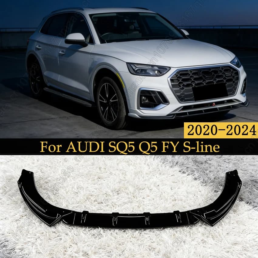 Gloss Black 3PCS Front Bumper Lip Spoiler Splitter Diffuser For AUDI SQ5 Q5 FY S-line 2020 2021 2022 2023 2024 Body Kits Tuning