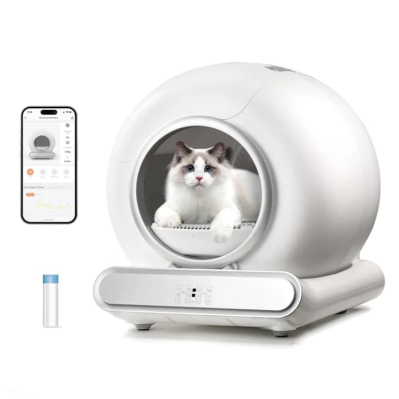 Nuova Lettiera Intelligente Autopulente per Gatti, Grande Toilette Elettrica per Gatti con Controllo tramite App, Controllo Odori e Sensori di Sicurezza per Interni