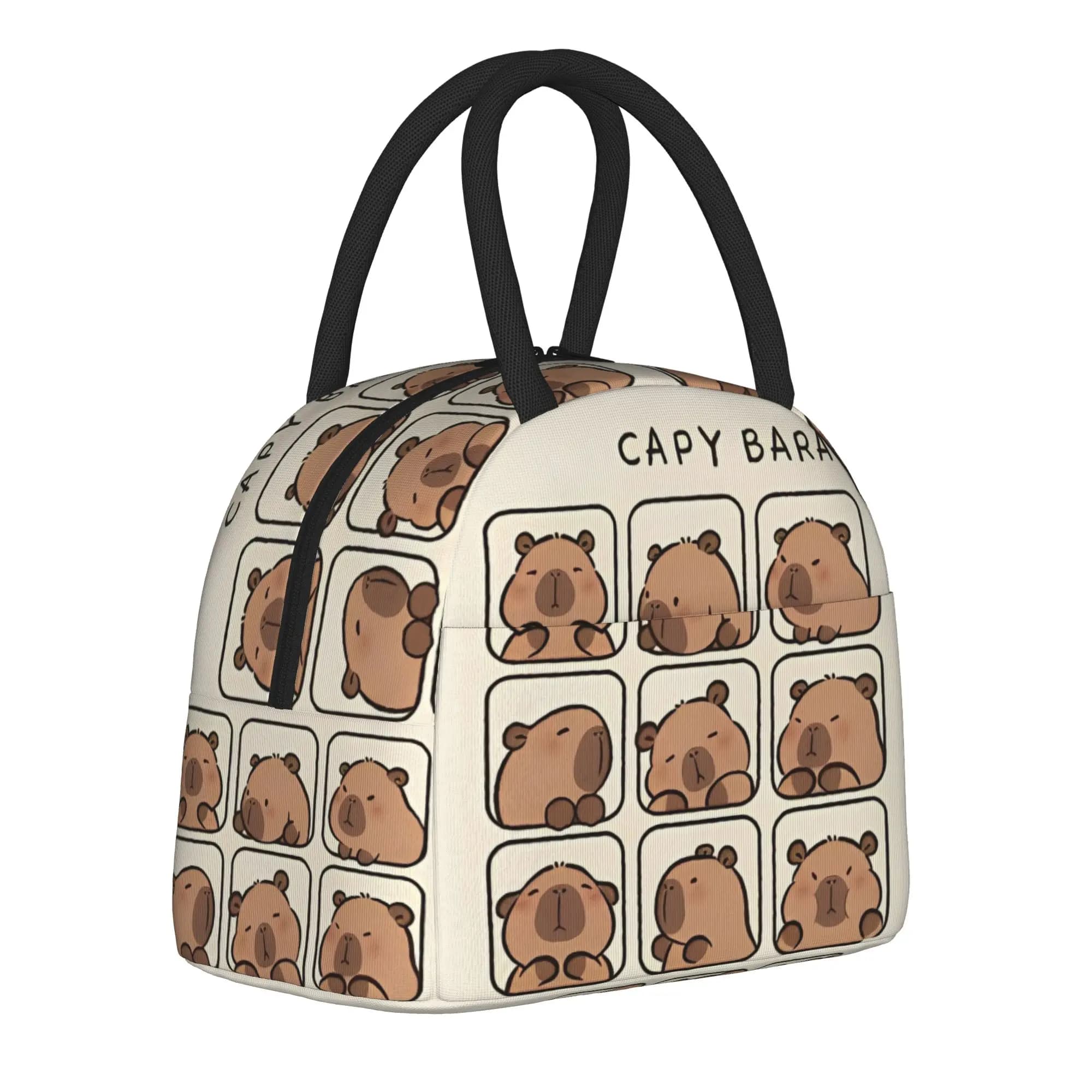 Borsa termica portatile con simpatico animalino divertente Capybara, borsa per il pranzo isolata riutilizzabile, contenitore Harajuku per la scuola