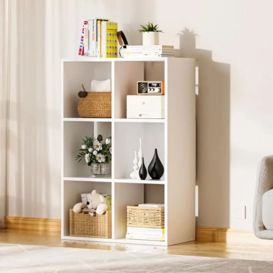 Organizzatore in legno con schienale aperto e pannelli posteriori rimovibili, libreria a cubo bianca da 11 pollici, scaffale a cubo per