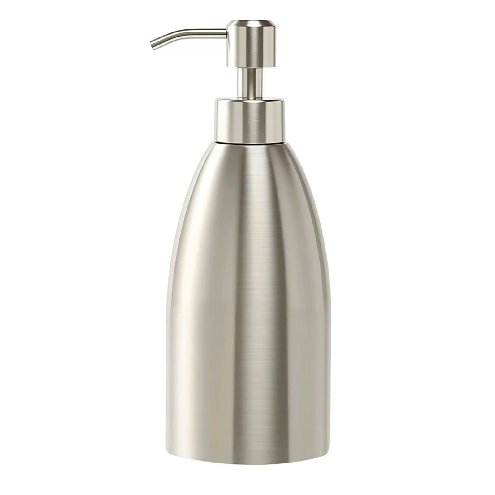 Brushed Nickel 304 Stainless Steel Soap Dispenser 16oz Rust-Proof Liquid Soap Pump Bottle Kitchen or Bathroom Countertop Dish